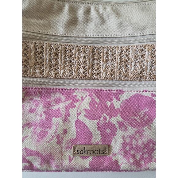 Sakroots Artist Circle Linen Uncoated Canvas Zipper Top Crossbody Rose in Bloom - Picture 7 of 12